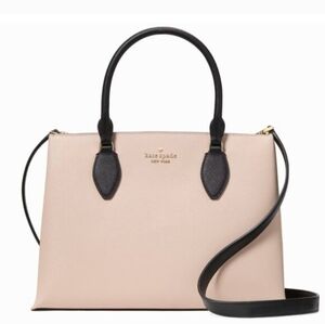 Kate Spade Rae Beige Black Trim Saffiano Satchel Shoulder Bag NWT Purse $399
